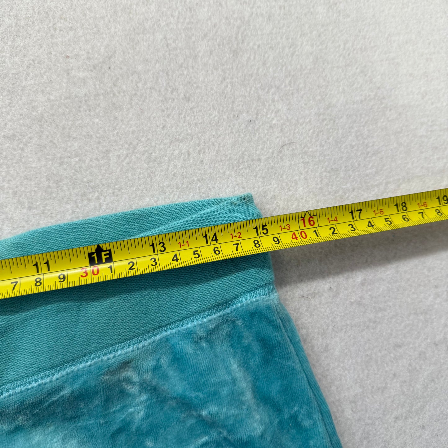 Juicy Couture Turquoise Velour Flared Track Pants Drawstring Low Rise Size XL