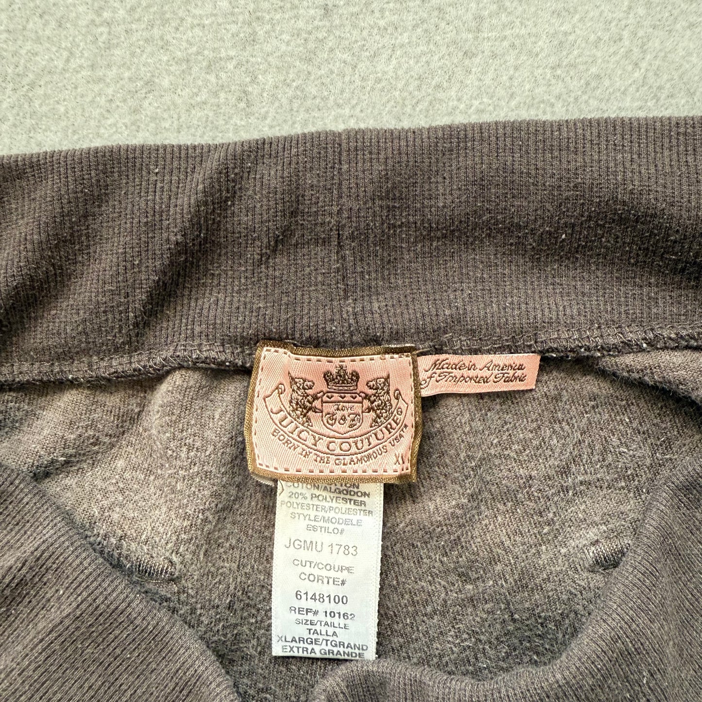 Juicy Couture Women's Brown Velour Flared Track Pant Back Flap Pockets Size XL