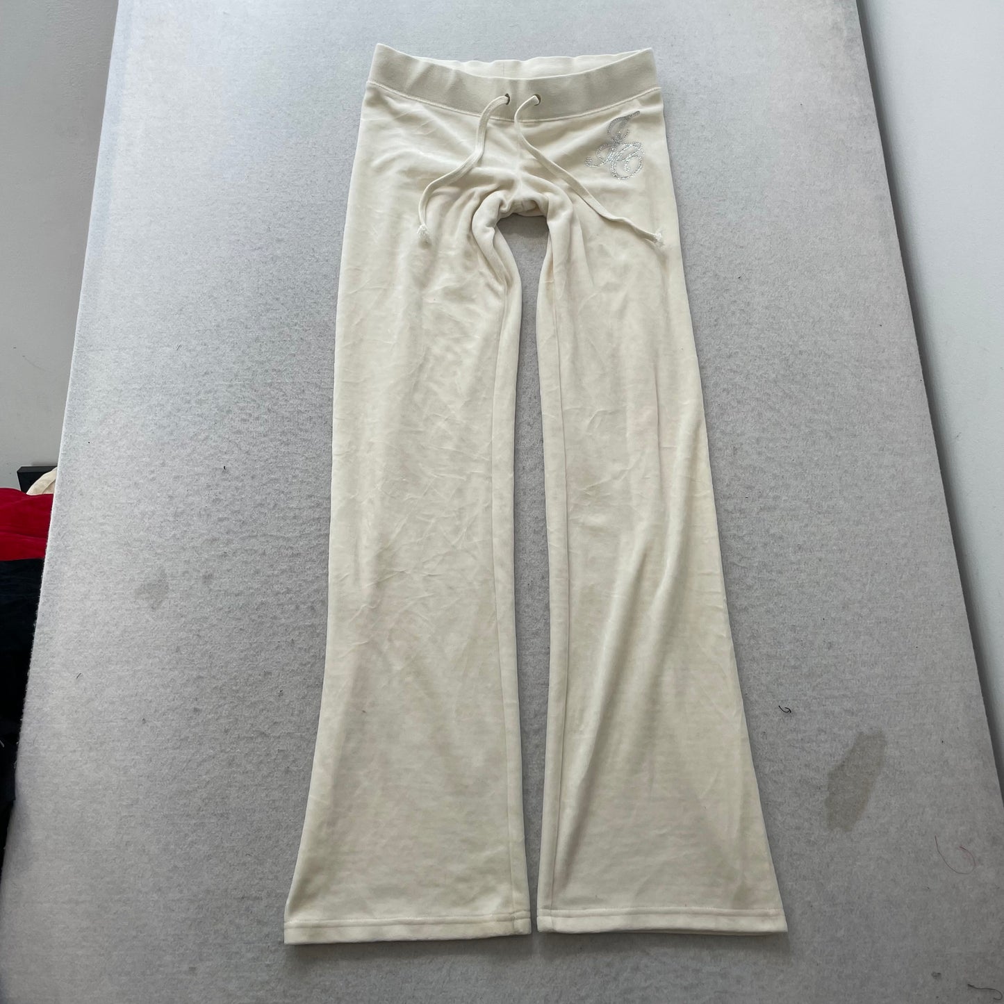 Juicy Couture Women's Ivory Velour Flared Leg Track Pant Drawstring Y2k Size XS
