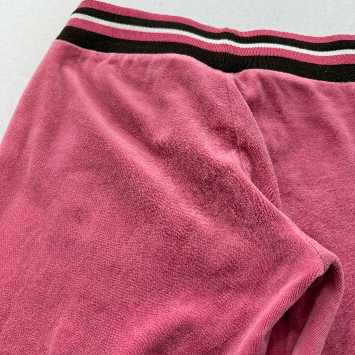 Vintage Juicy Couture Womens Dusty Rose Velour Flared Track Pant Low Rise Size L