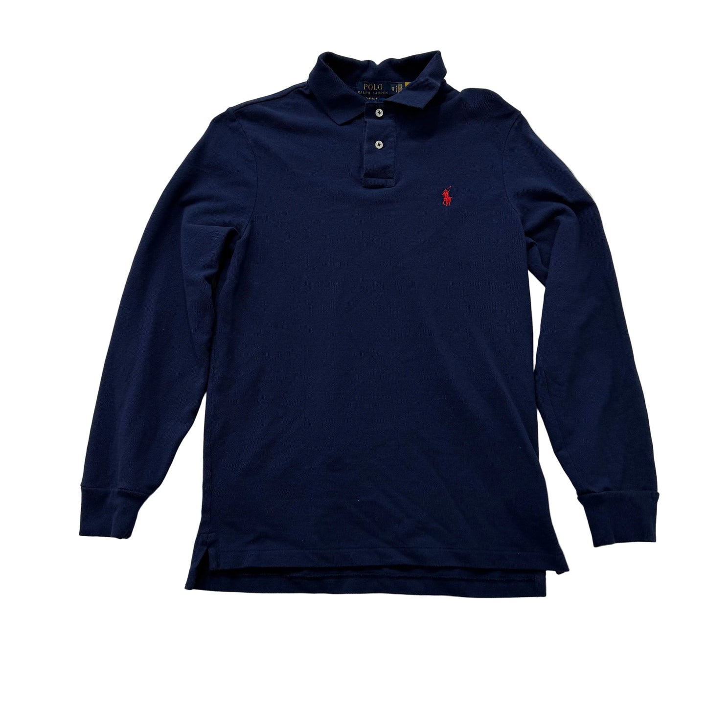 Polo Ralph Lauren Men's Navy Cotton Classic Fit Polo Shirt Long Sleeves Size XS