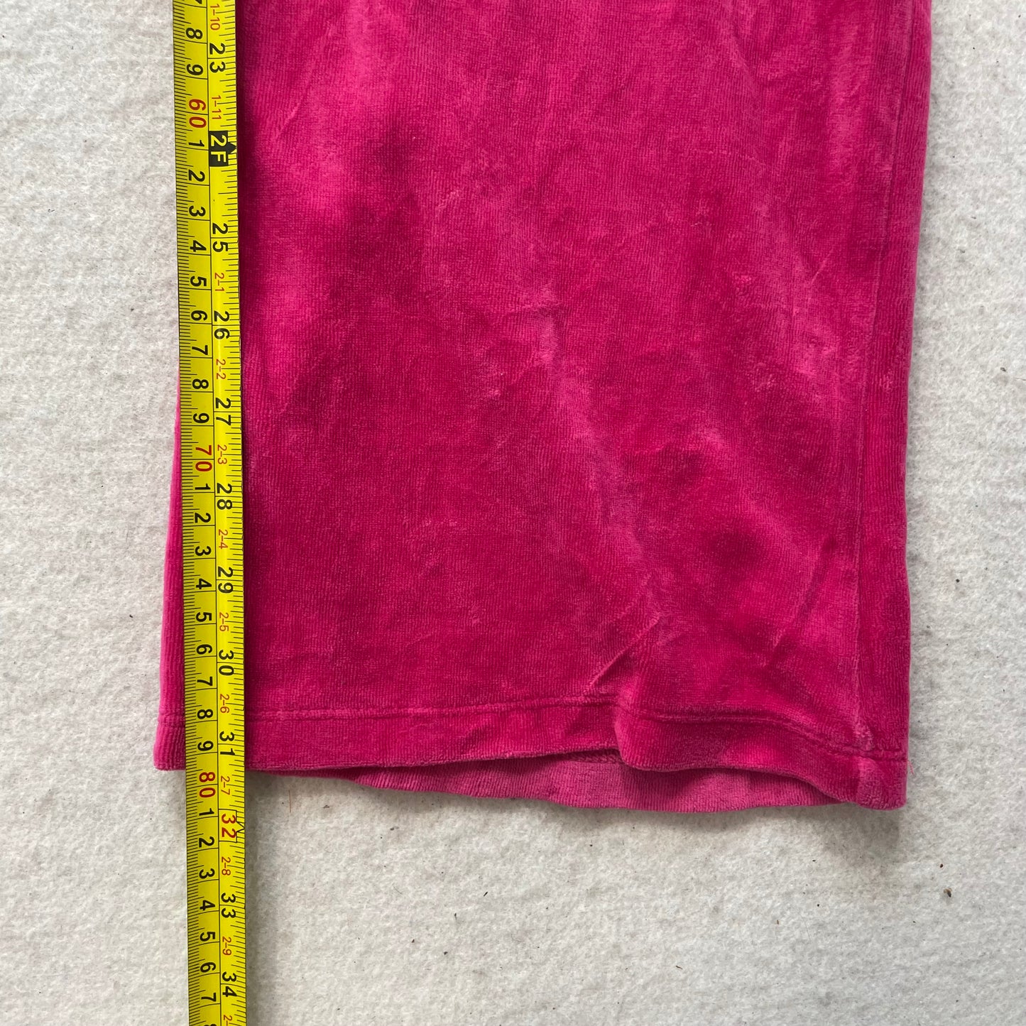 Vintage Juicy Couture Women's Hot Pink Velour Flared Track Pants Pockets Size L