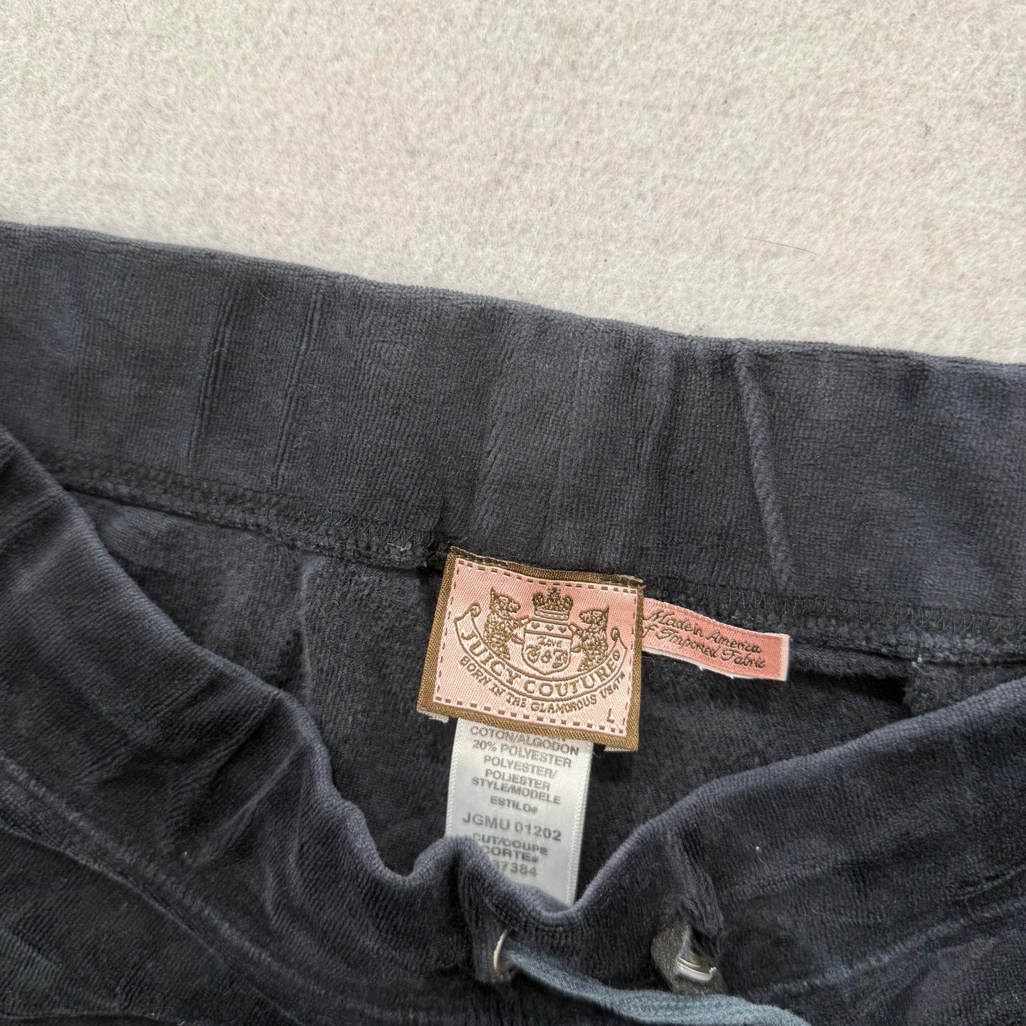 Vintage Juicy Couture Women's Black Velour Flared Track Pant Loungewear Size L