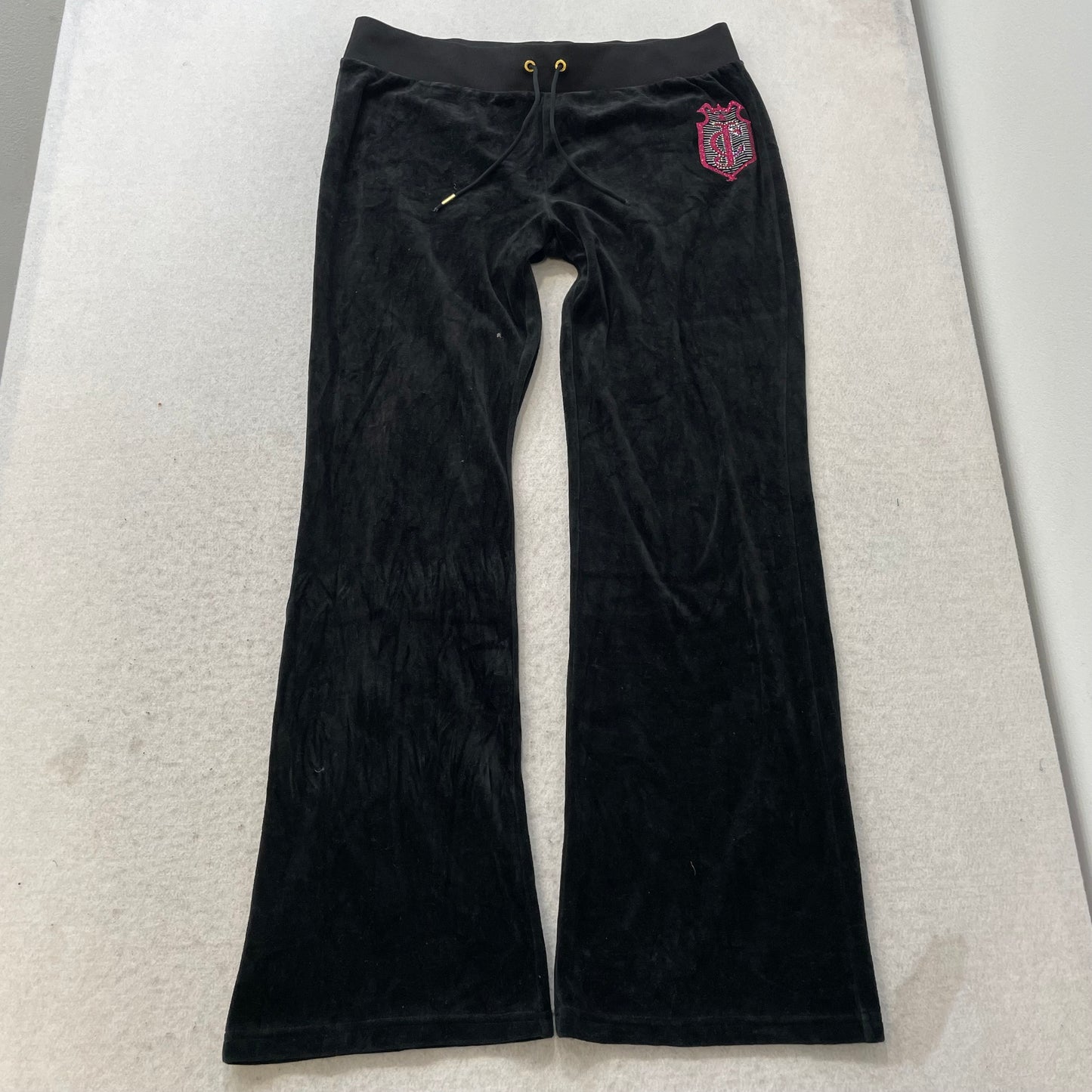 Juicy Couture Women's Black Velour Tracksuit Sets Graphic Hoodie & Pant Size S/L