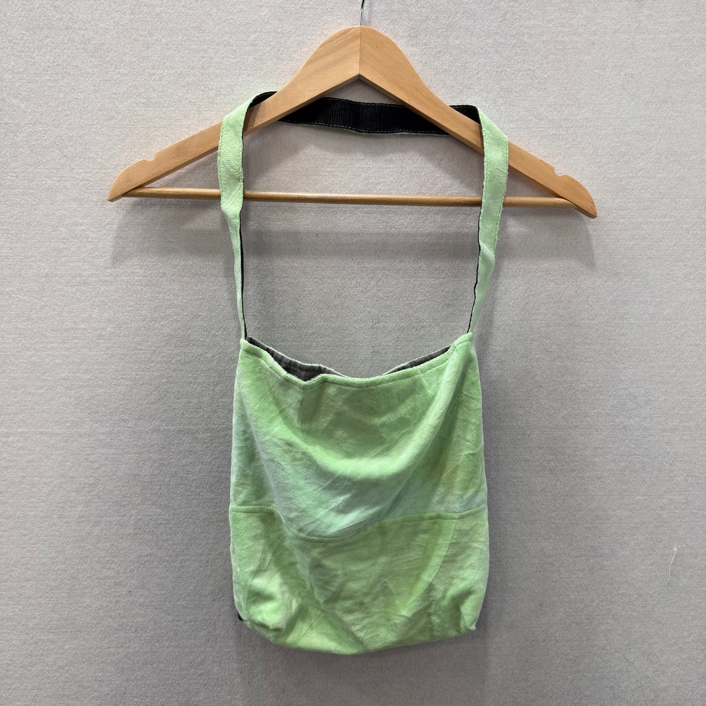 Victoria's Secret PINK Light Green Velour Casual Y2K Logo Crossbody Bag Size M
