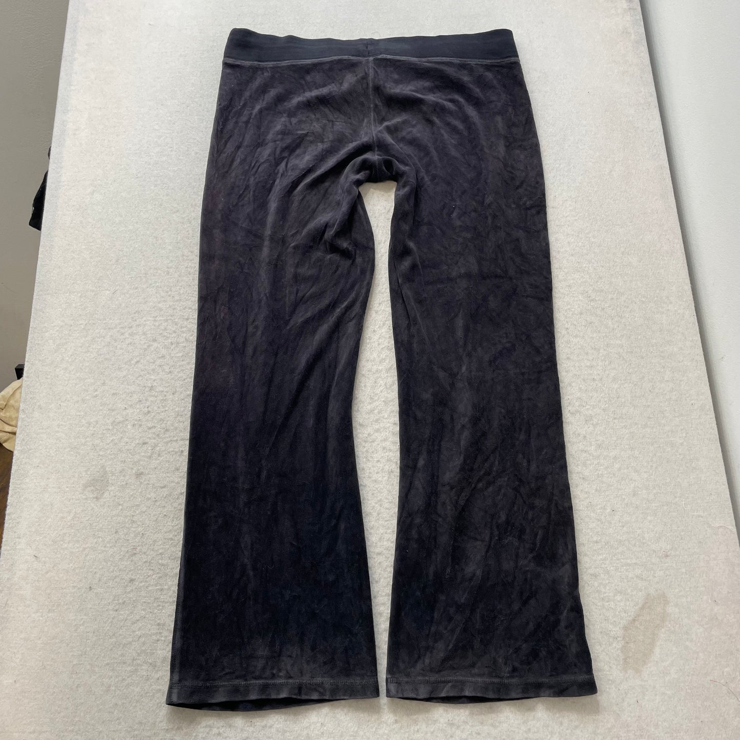 Juicy Couture Women's Charcoal Gray Velour Flared Track Pant Drawstring Size M