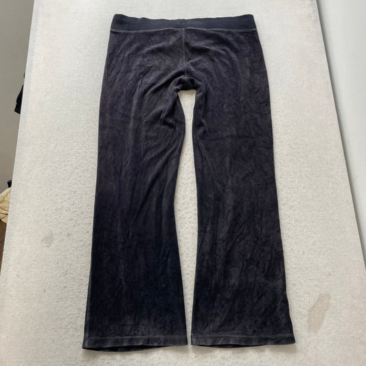 Juicy Couture Women's Charcoal Gray Velour Flared Track Pant Drawstring Size M