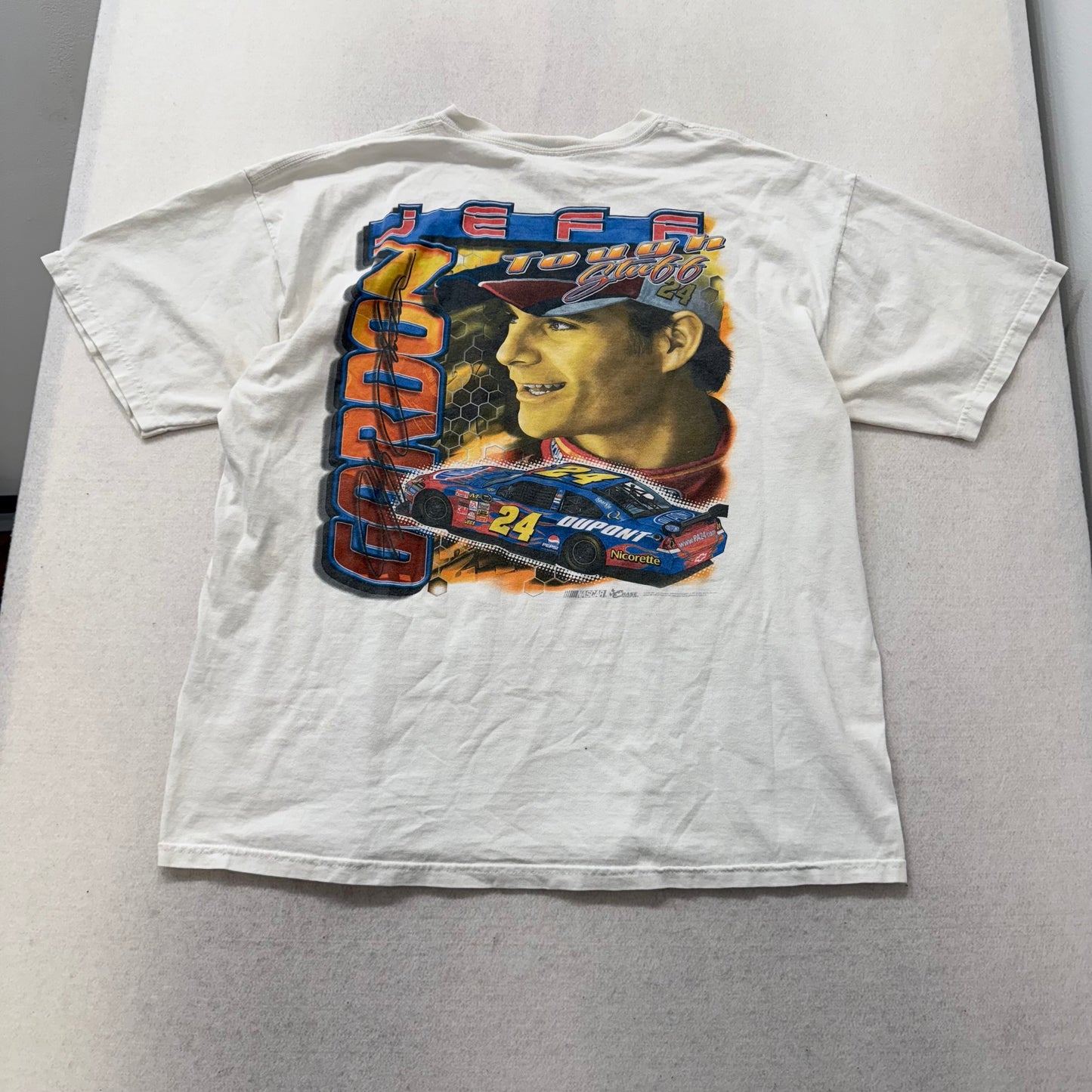 Jeff Gordon #24 NASCAR White Cotton T-Shirt DuPont Motorsports Graphic Size XL
