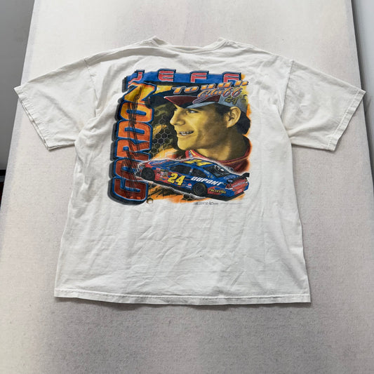 Jeff Gordon #24 NASCAR White Cotton T-Shirt DuPont Motorsports Graphic Size XL