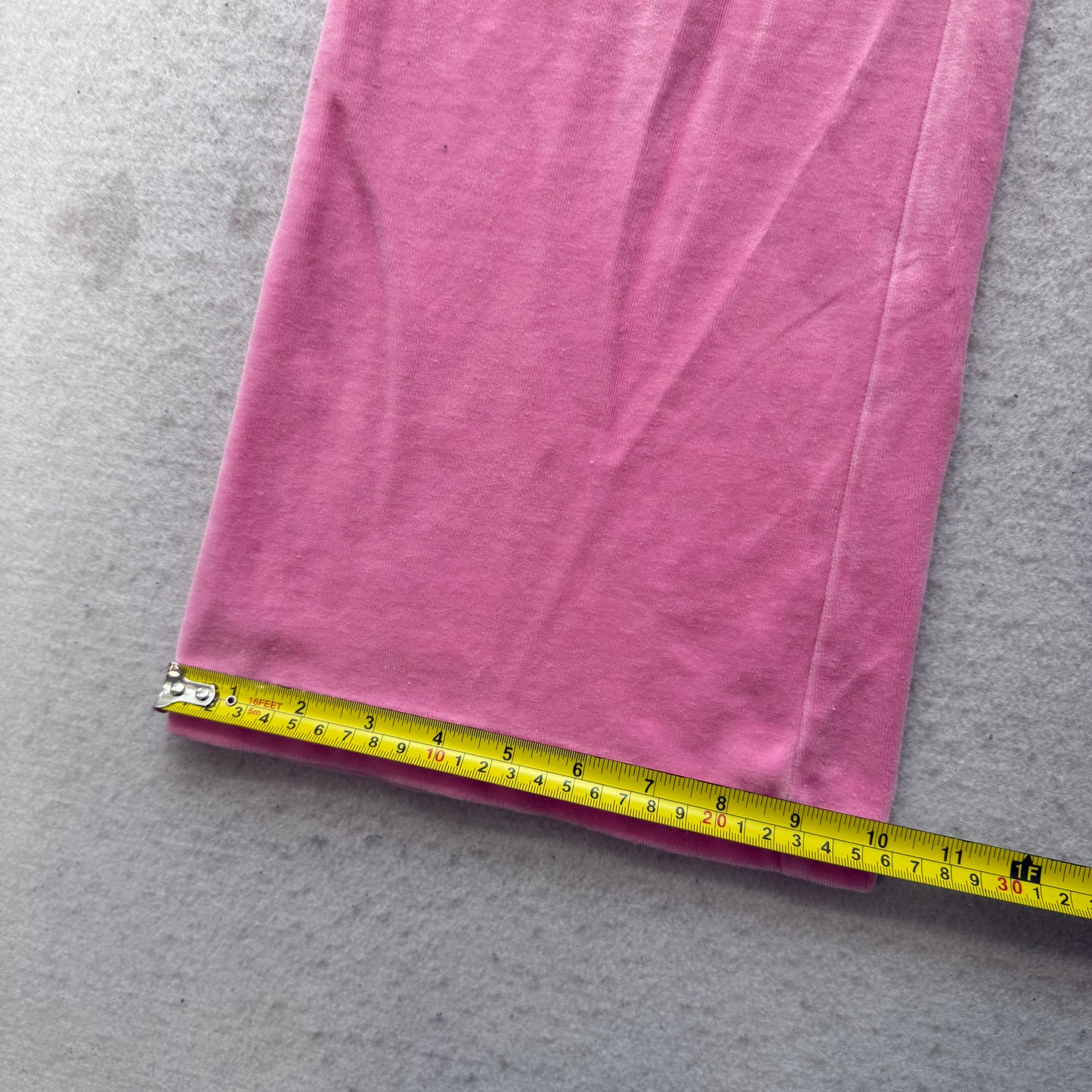 Vintage Juicy Couture Women's Pink Velour Flared Leg Track Pants Pockets Size L