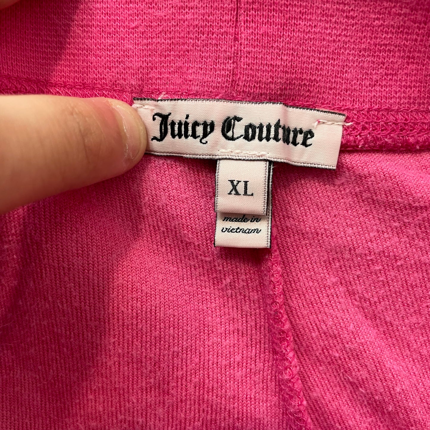 Juicy Couture Women's Hot Pink Velour Flared Leg Track Pant Sequins Logo Size XL