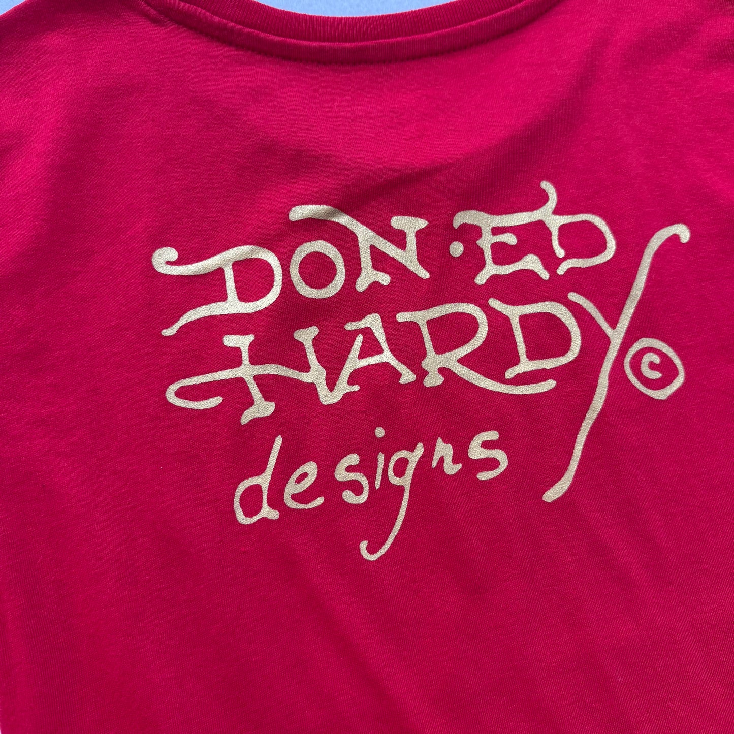 ED HARDY “LKS Leopard” CHERRY RED CAP SLEEVE BABY TEE