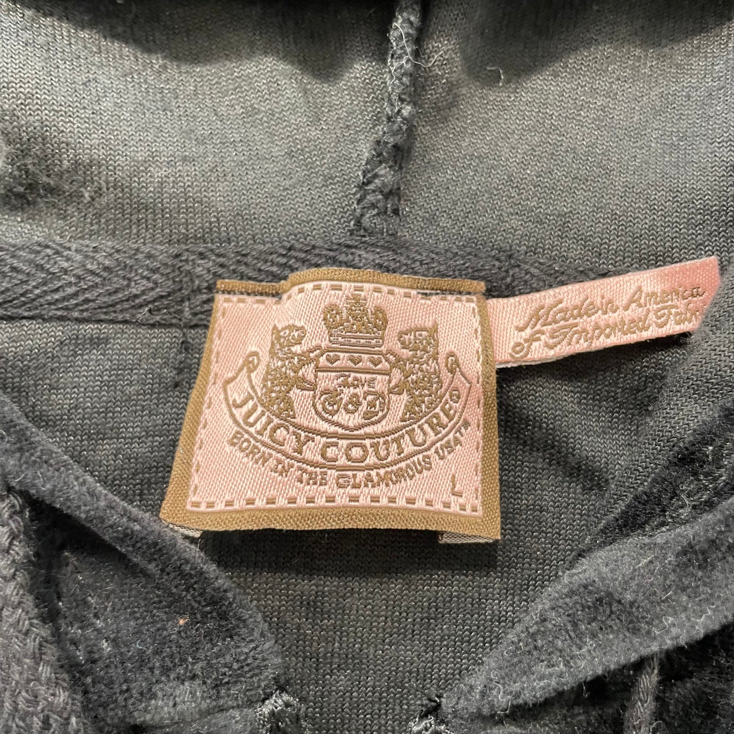 Vintage Juicy Couture Women's Black Velour Tracksuit Set Hoodie & Pant Size L
