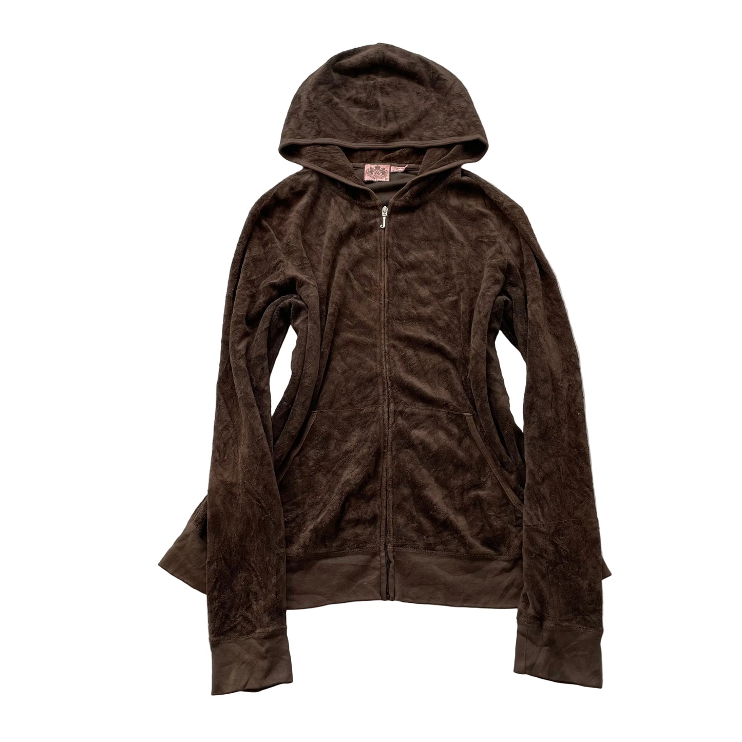 Juicy Couture Women's Dark Brown Terry Cloth Zip-Up Hoodie Loose Fit Size 2X