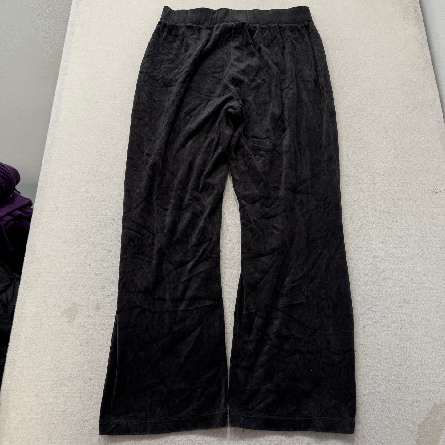 Vintage Juicy Couture Womens Charcoal Velour Flared Track Pant Loungewear Size L