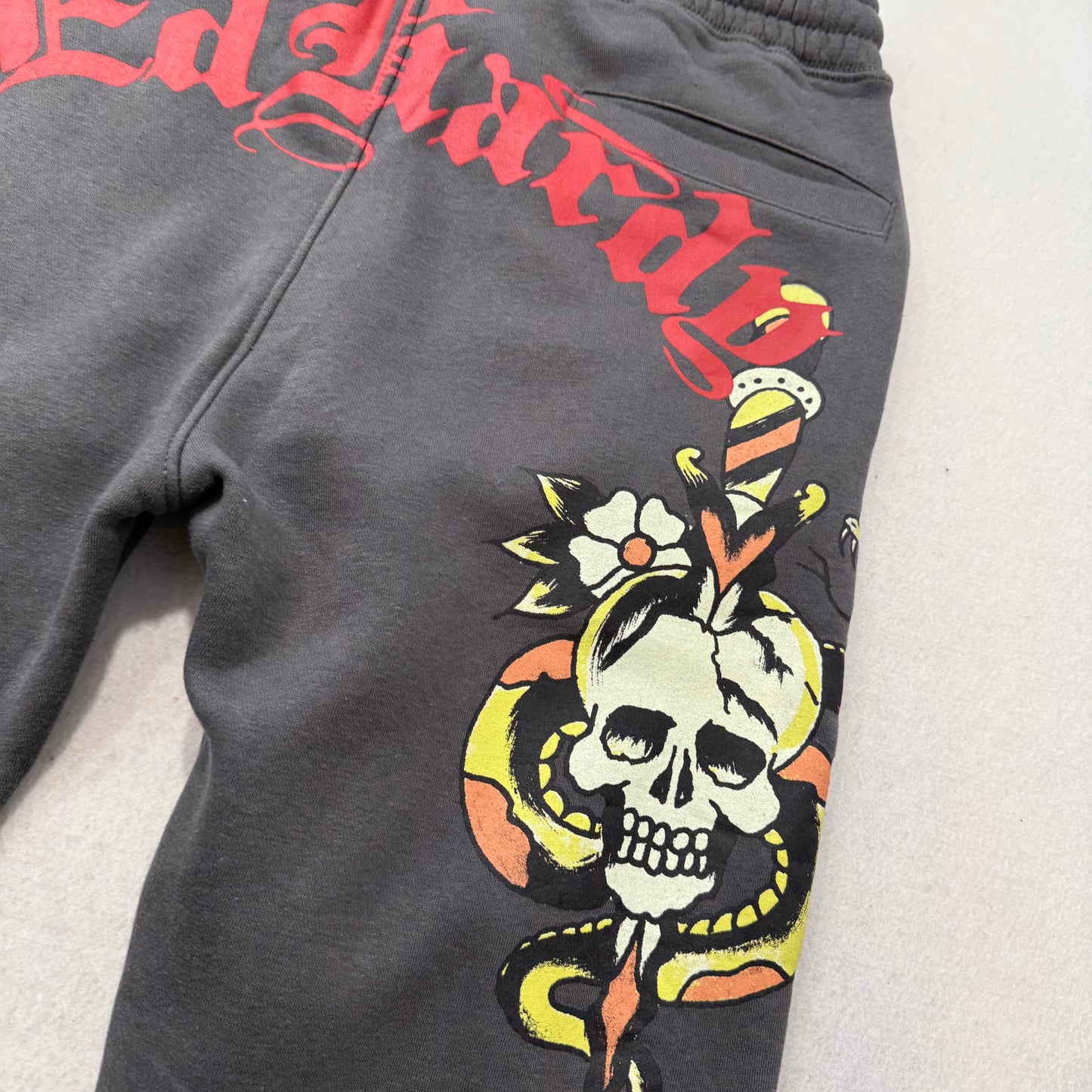 ED HARDY “Panther Skull” CHARCOAL FLARE PANTS