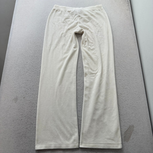 Juicy Couture Womens White Velour Flared Track Pant Drawstring Rhinestone Size M