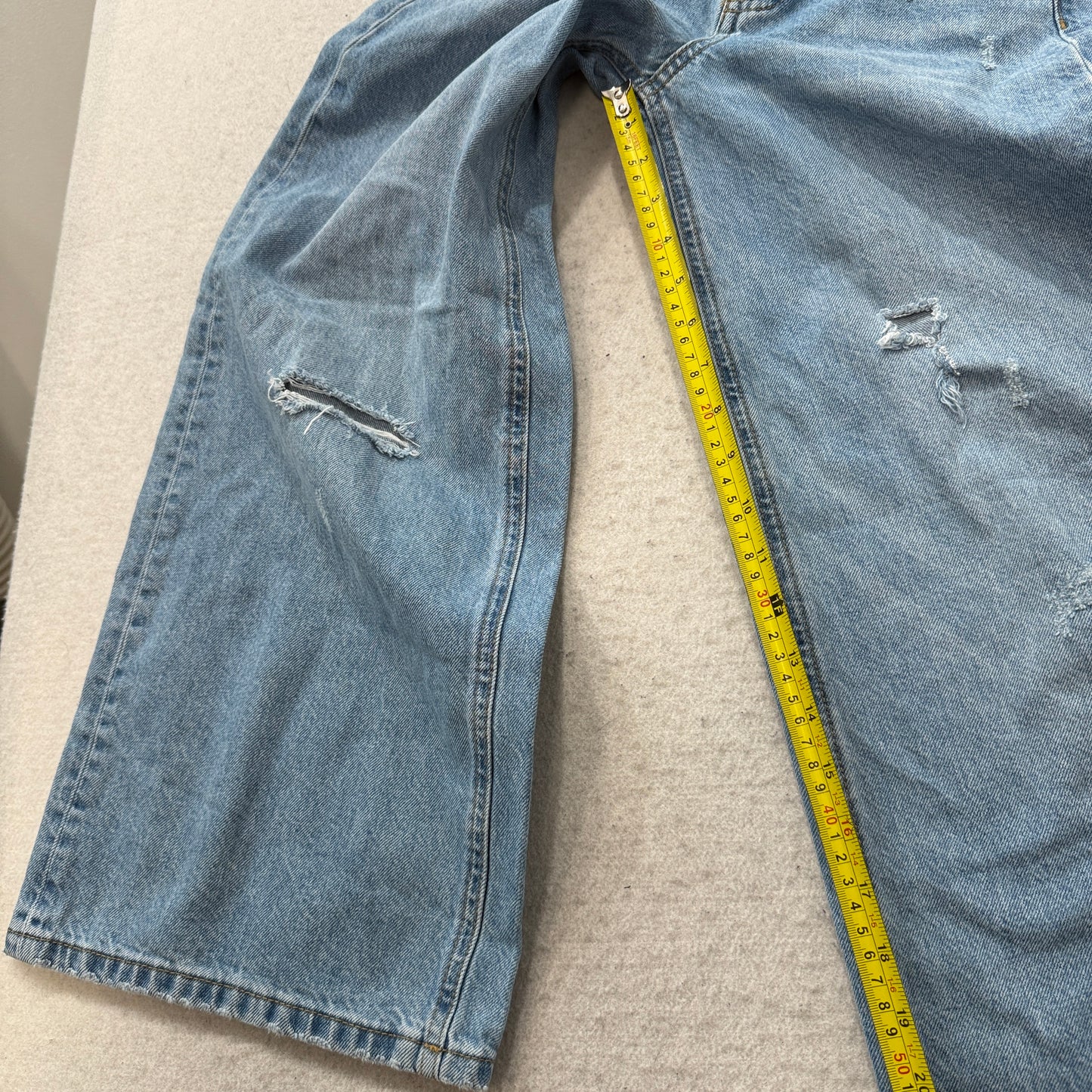 Zara Girl's Blue Regular Fit Wide Leg Denim Jeans Distressed Pocket Size 11-12