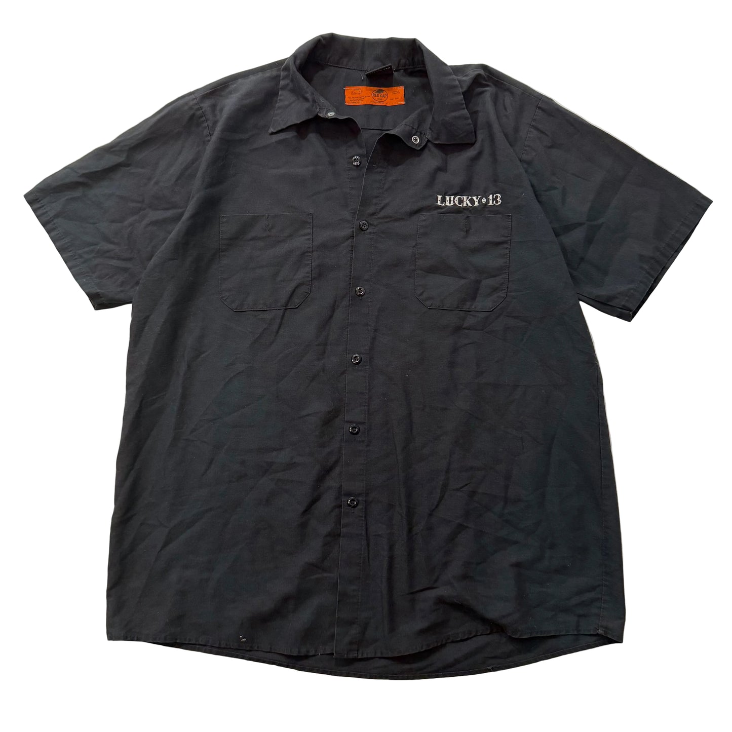 Lucky 13 Hot Rod Men's Black Short Sleeve Button Down Work Shirt Size XL