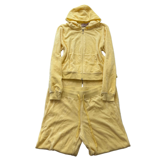 Juicy Couture Women's Pastel Yellow Tracksuit Set Full Zip Hoodie & Pant Size M