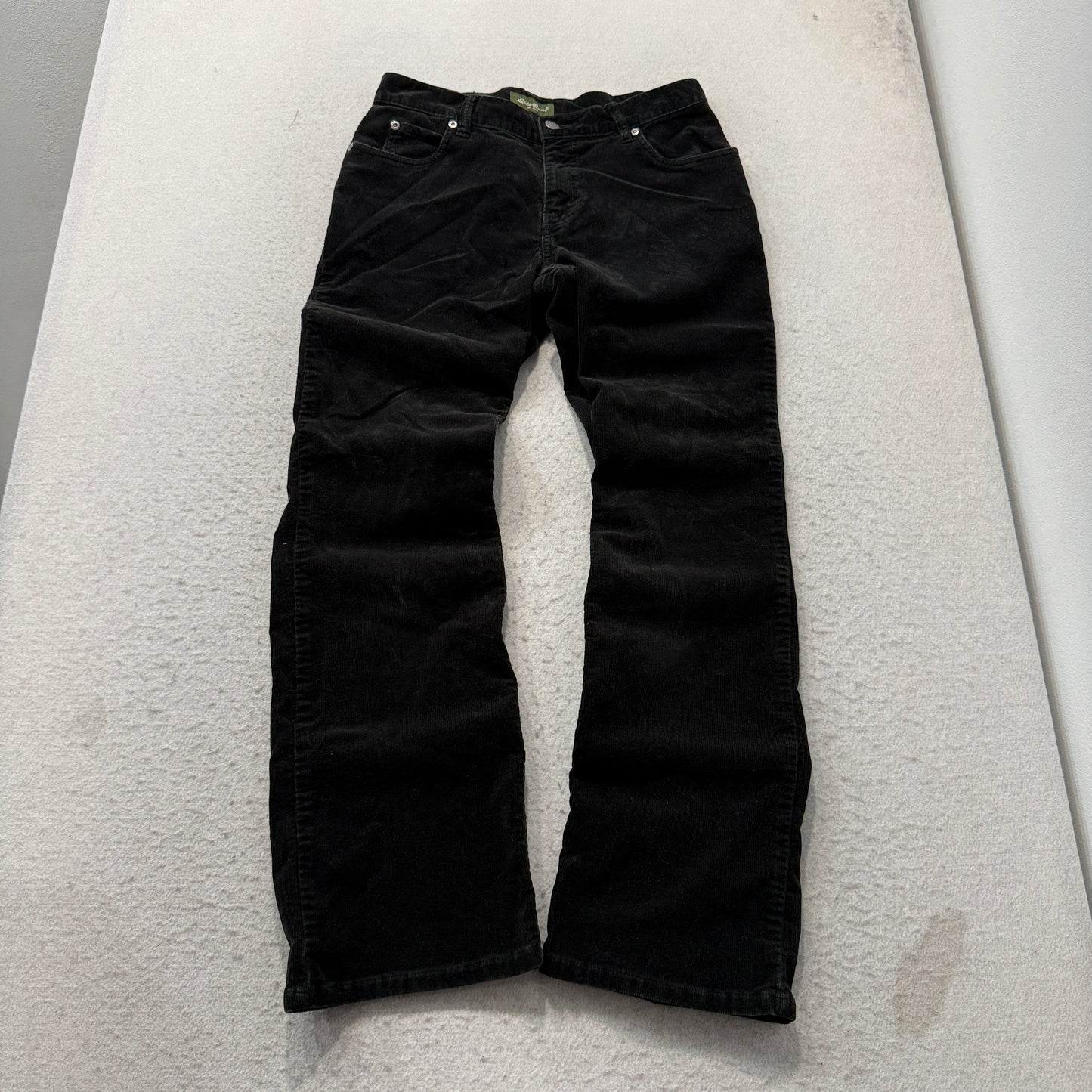 Eddie Bauer Men's Black Corduroy Pants Wide Leg Pockets Zip-Fly Classic Size W28
