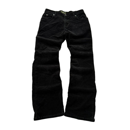 Eddie Bauer Men's Black Corduroy Pants Wide Leg Pockets Zip-Fly Classic Size W28