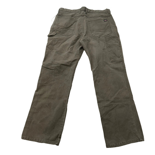 Dickies Men Green Cotton Relaxed Fit Carpenter Pant Utility Pockets Logo Size 36