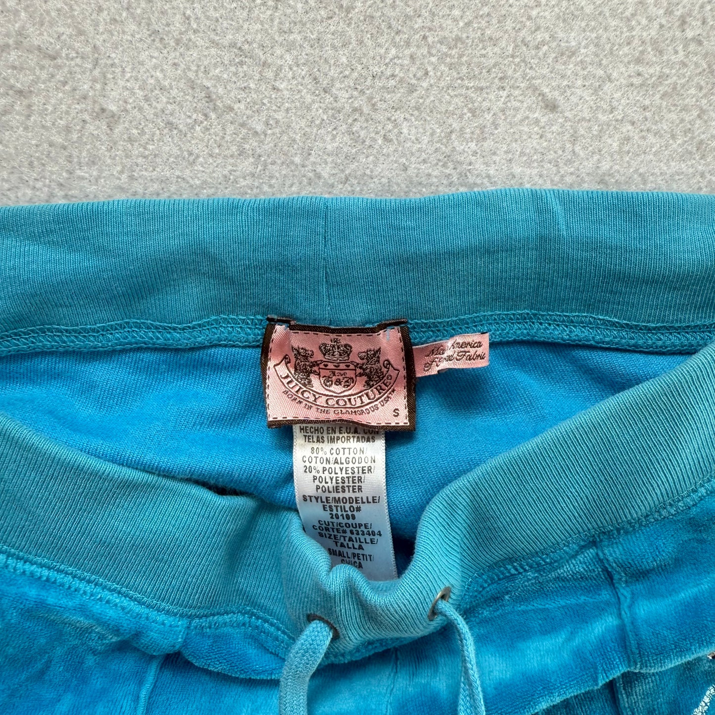 Vintage Juicy Couture Women's Ocean Blue Velour Flared Track Pant Pockets Size S