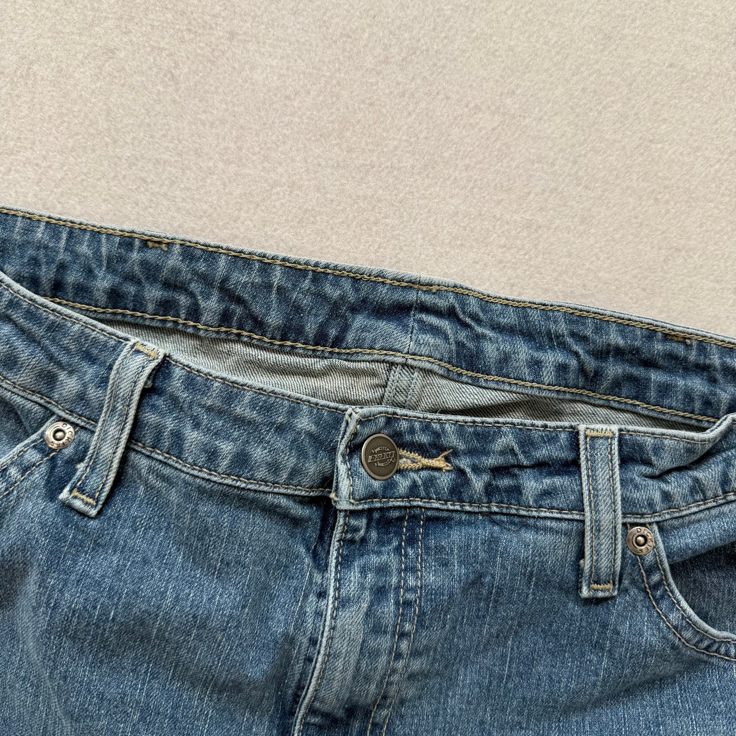 Dickies Blue Denim Flare Jeans Front Slant Pockets Size 32