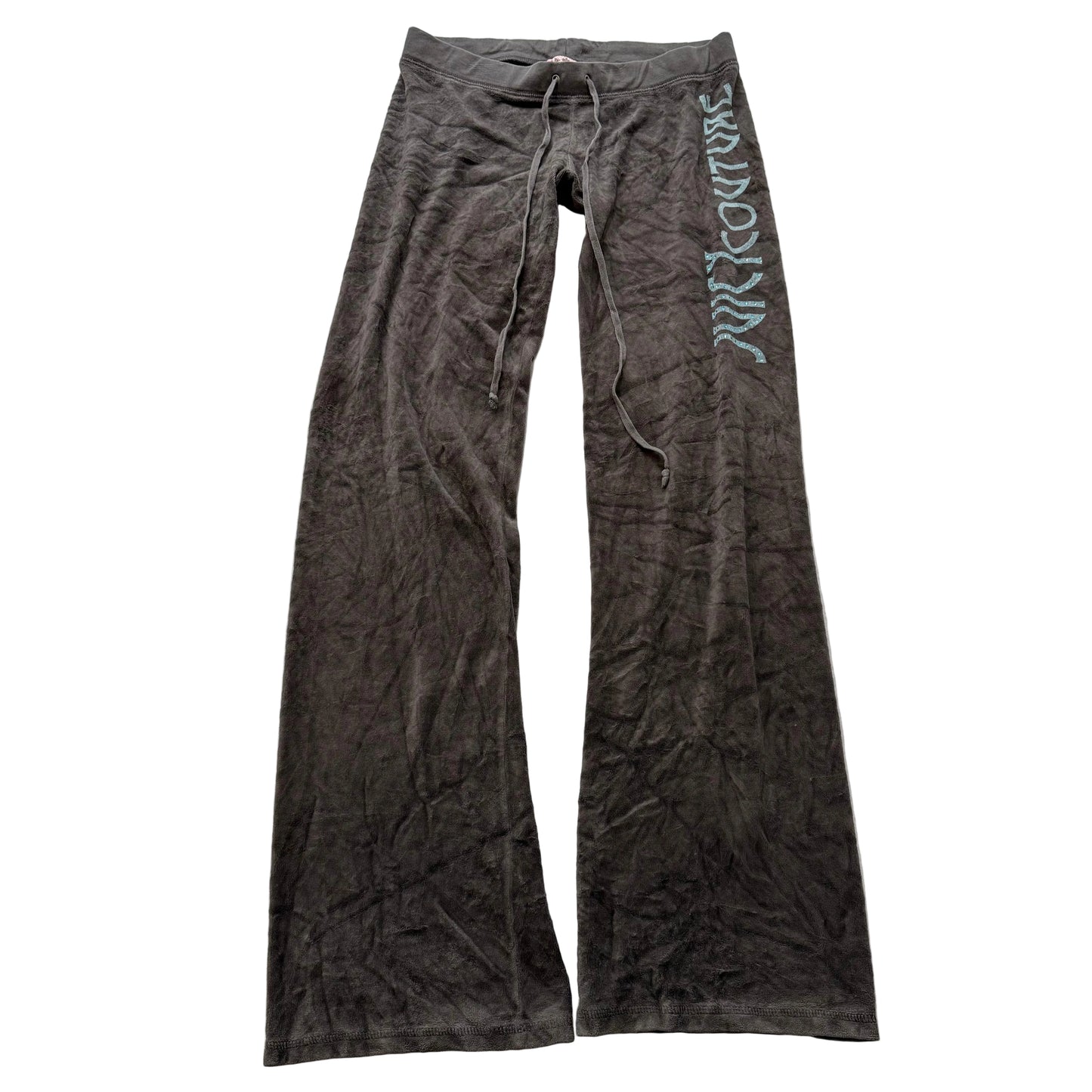 Vintage Juicy Couture Women's Deep Espresso Velour Flared Track Pant Logo Size S