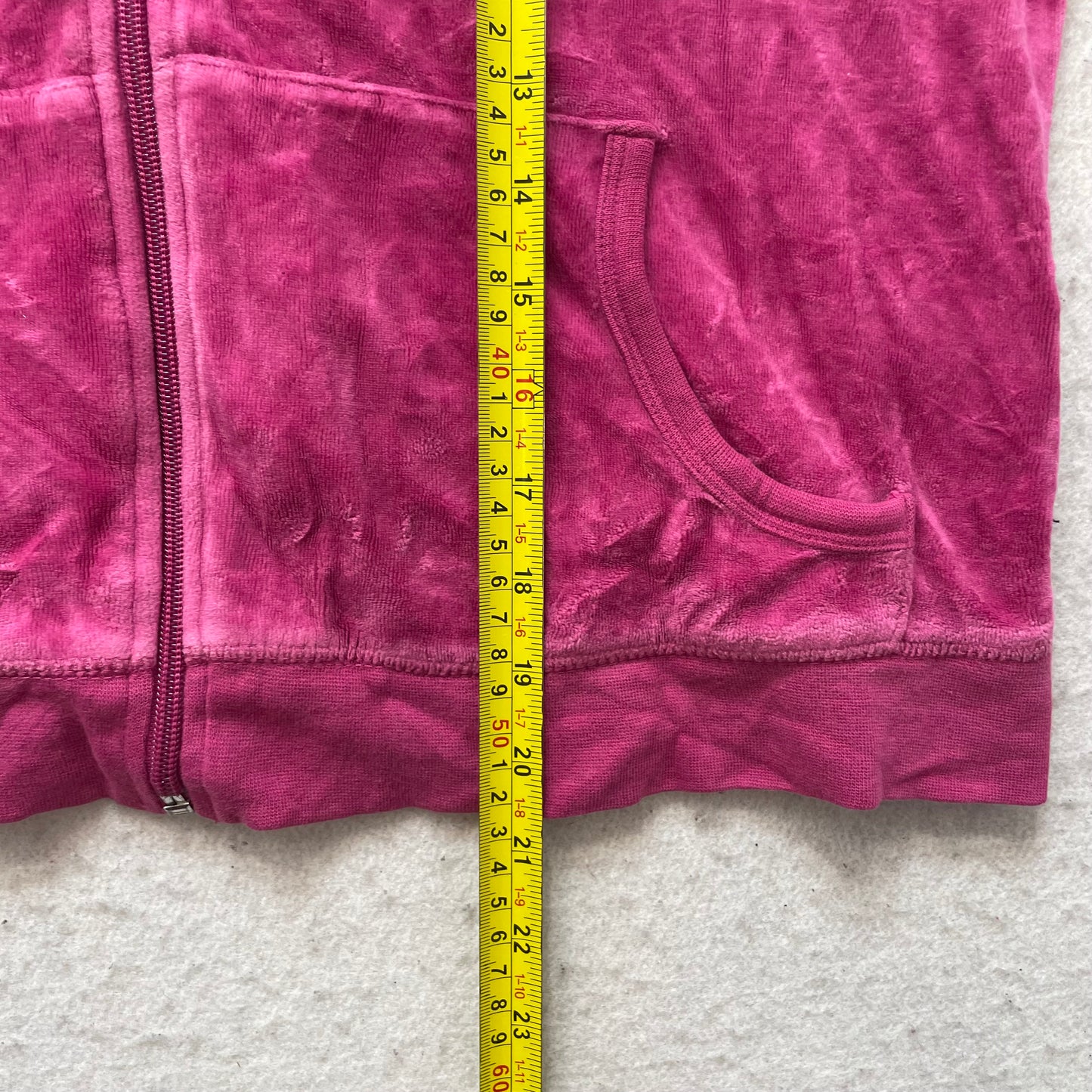 Juicy Couture Women's Vibrant Magenta Velour Full Zip Hoodie Loungewear Size M