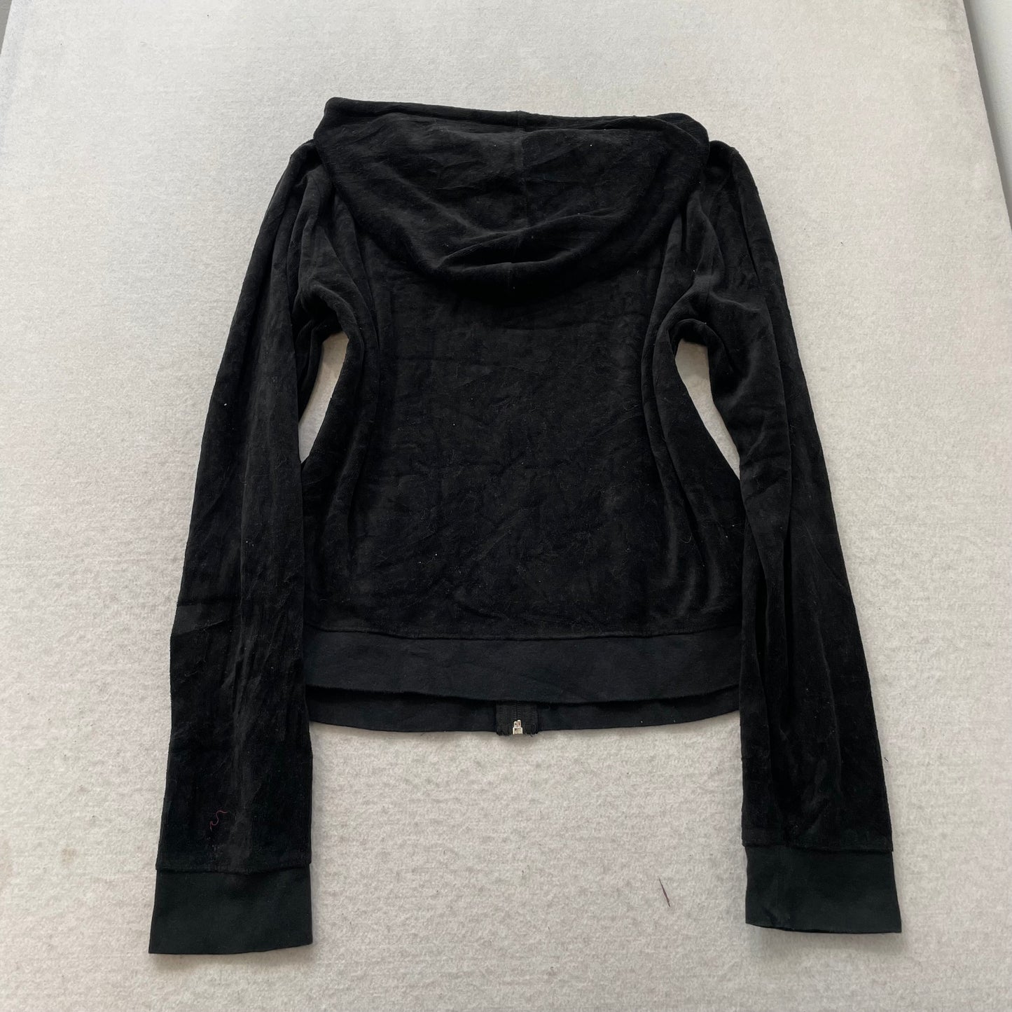 Juicy Couture Women's Black Velour Tracksuit Set Zip Hoodie & Pants Y2k Size XL