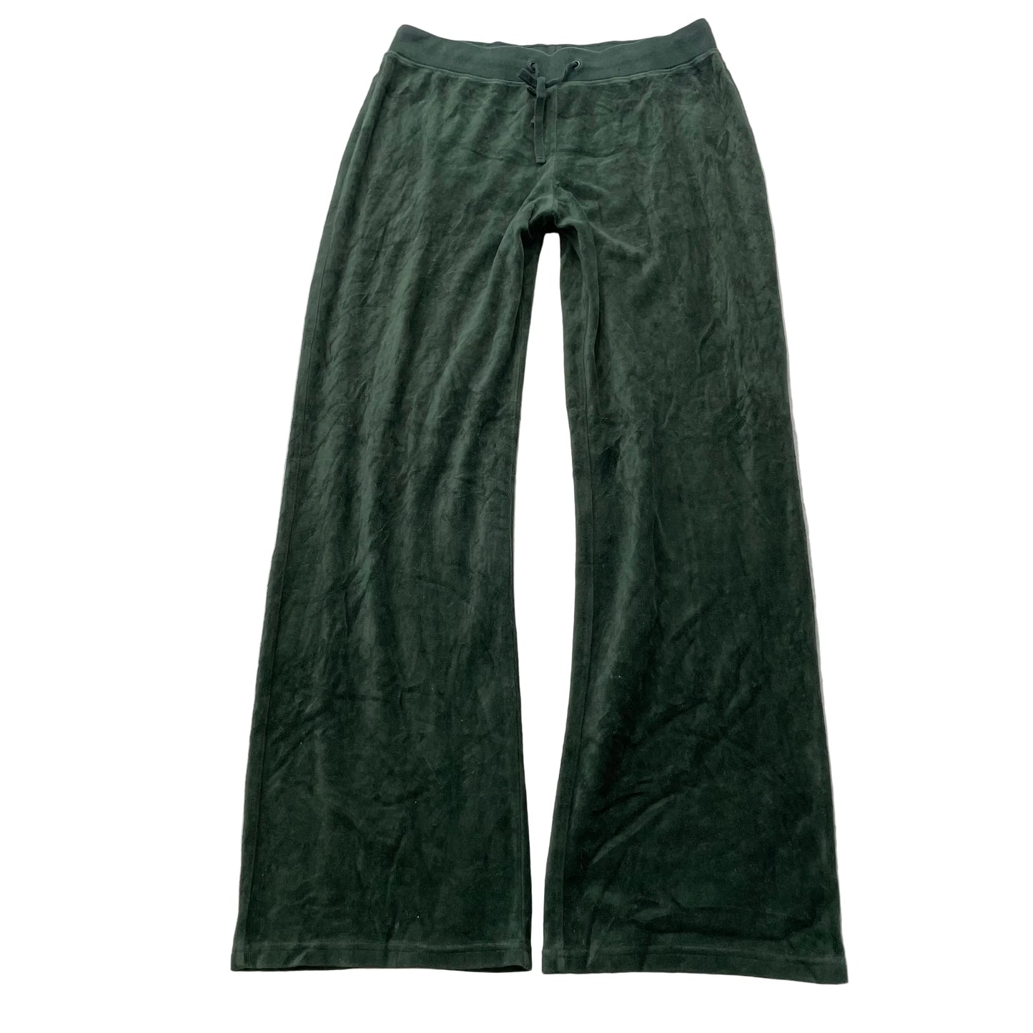 Vintage Juicy Couture Women Dark Green Velour Flare Track Pant Drawstring Size S