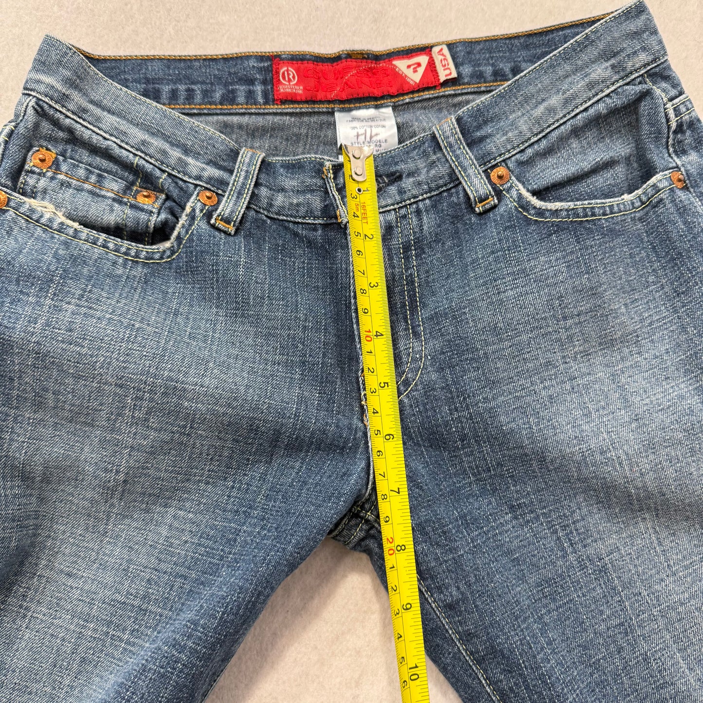 Guess Medium Wash Blue Denim Flared Leg Jeans Y2K Fashion Low Rise Size 26