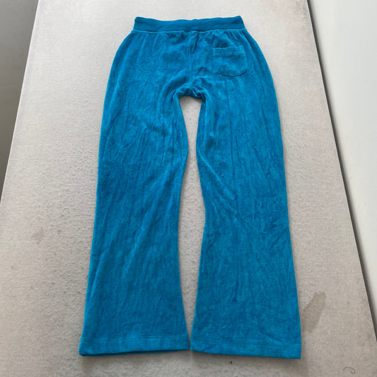 Juicy Couture Womens Bright Blue Velour Flared Leg Track Pant Drawstring Size XL