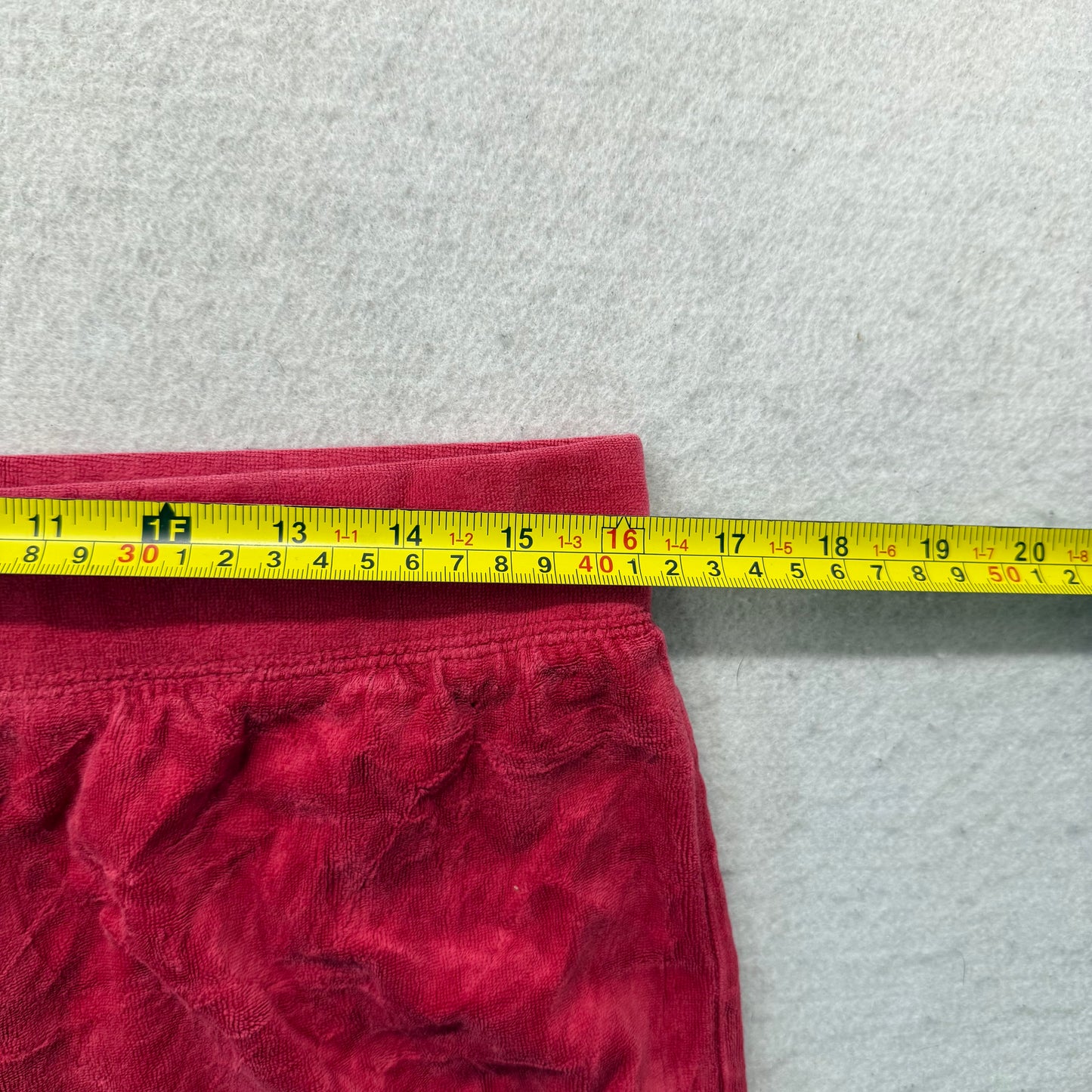 Vintage Juicy Couture Women Red Velour Straight Leg Track Pant Drawstring Size L