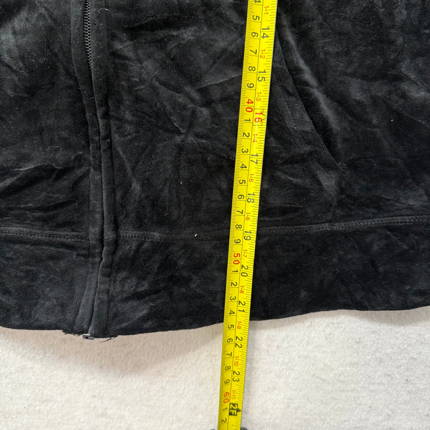 Juicy Couture Jet Black Velour Tracksuit Set Zip Up Hoodie & Flared Pant Size L