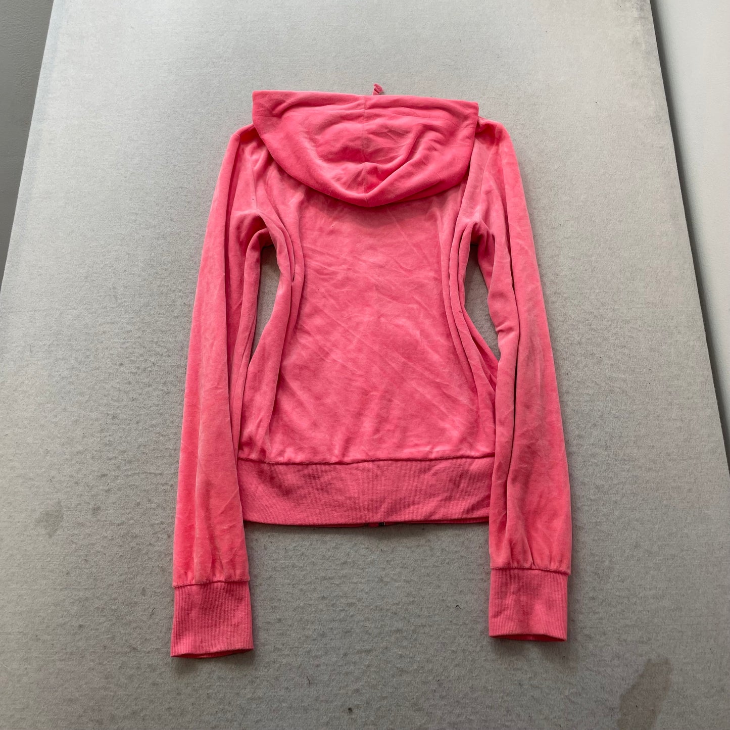 Juicy Couture Women's Pink Velour Full Zip Hoodie Long Sleeve Pockets Size M