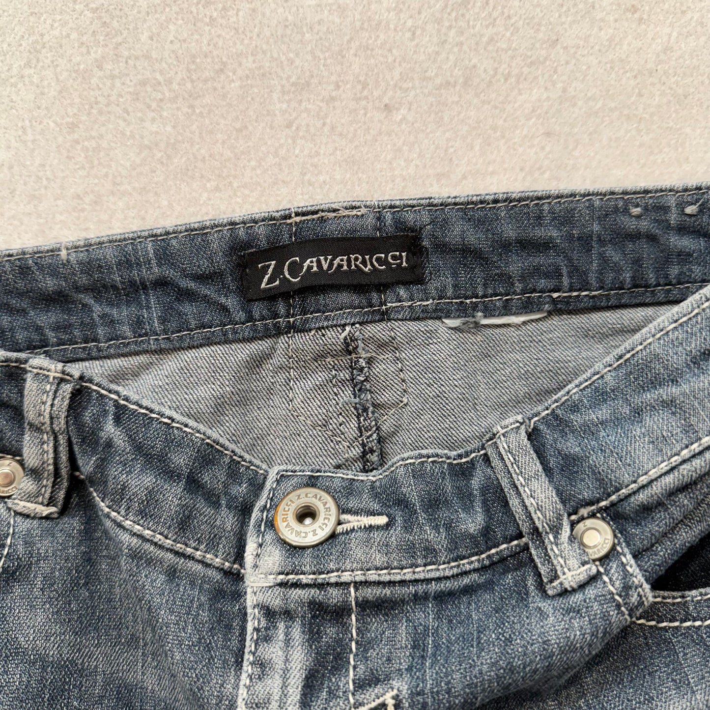 Z.Cavaricci Women's Blue Denim A-Line Straight Skirt Pockets Preppy Y2K Size 30