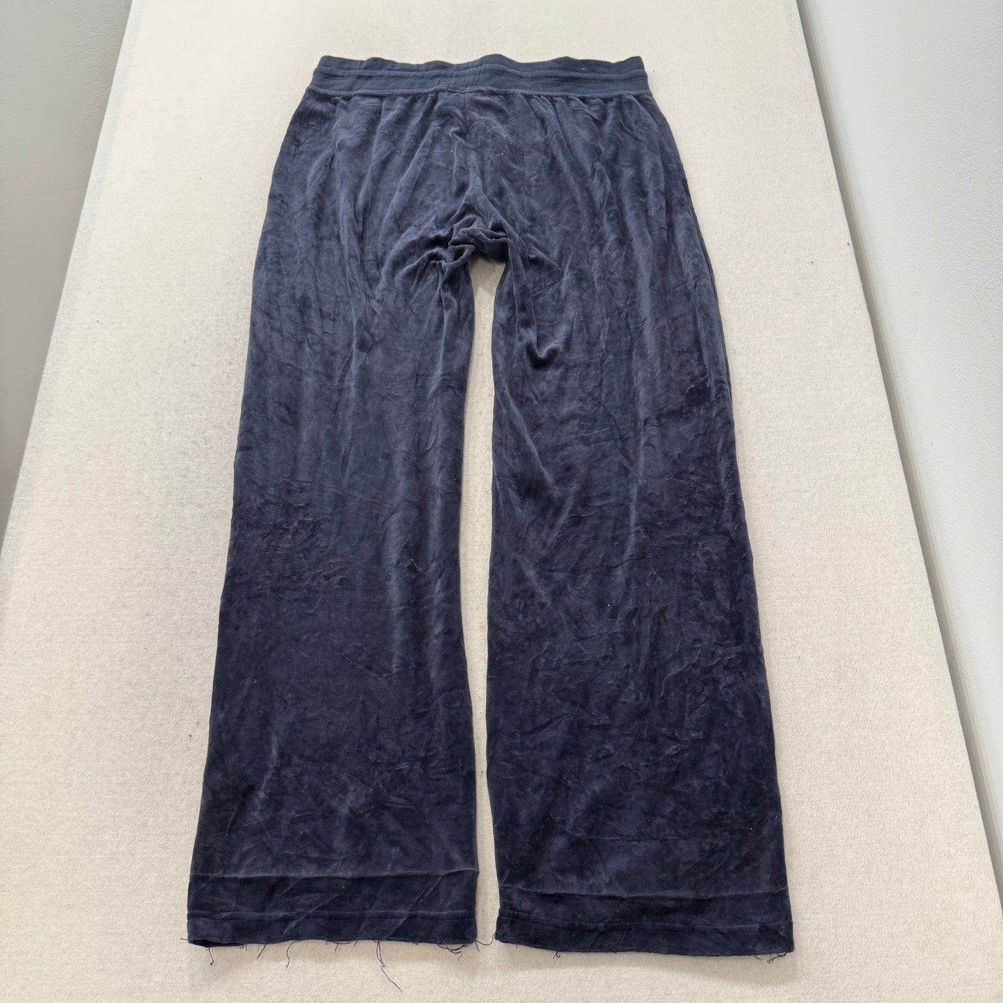 Juicy Couture Women's Navy Velour Flared Wide Leg Track Pant Loungewear Size XL