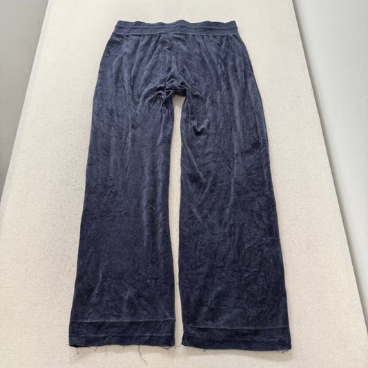 Juicy Couture Women's Navy Velour Flared Wide Leg Track Pant Loungewear Size XL