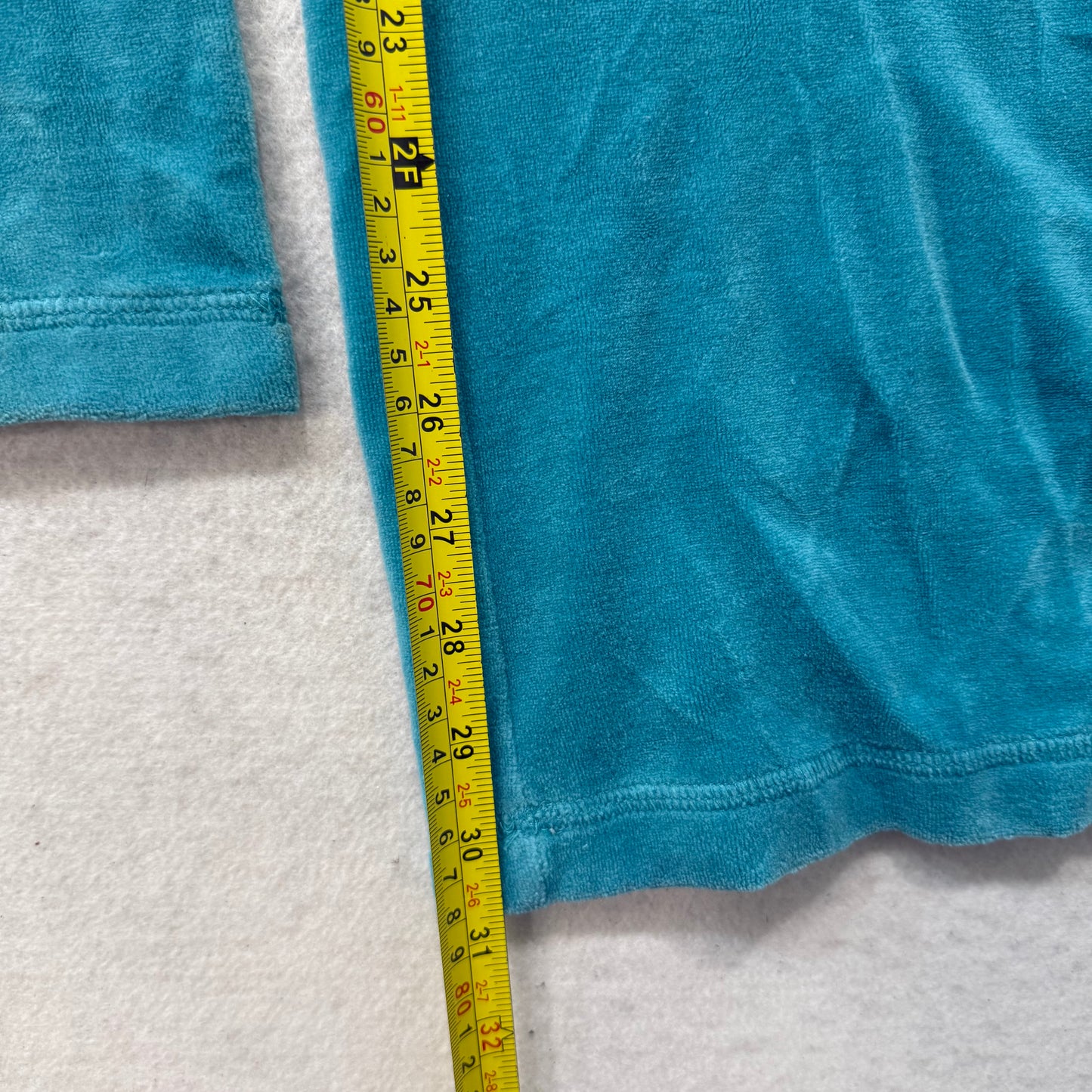 Vintage Juicy Couture Women Teal Blue Velour Flare Track Pant Snap Pocket Size L