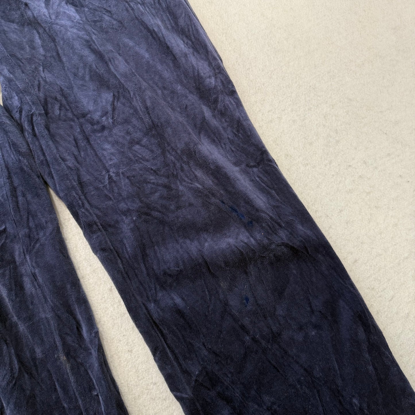 Juicy Couture Women's Midnight Blue Velour Flare Track Pant Low Rise Logo Size M