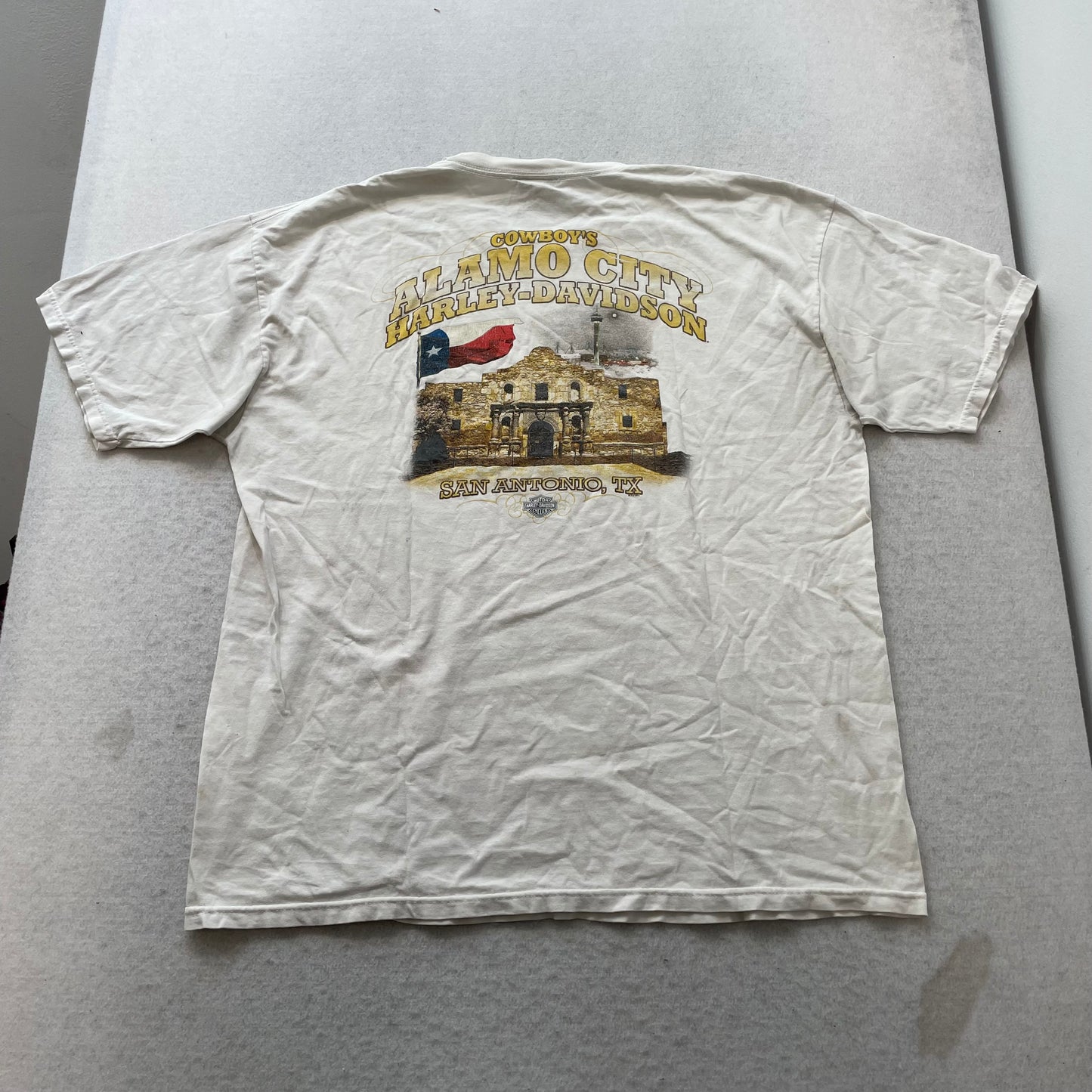 Harley-Davidson Men's White Cotton T-Shirt Short Sleeve Crewneck Logo Size XL