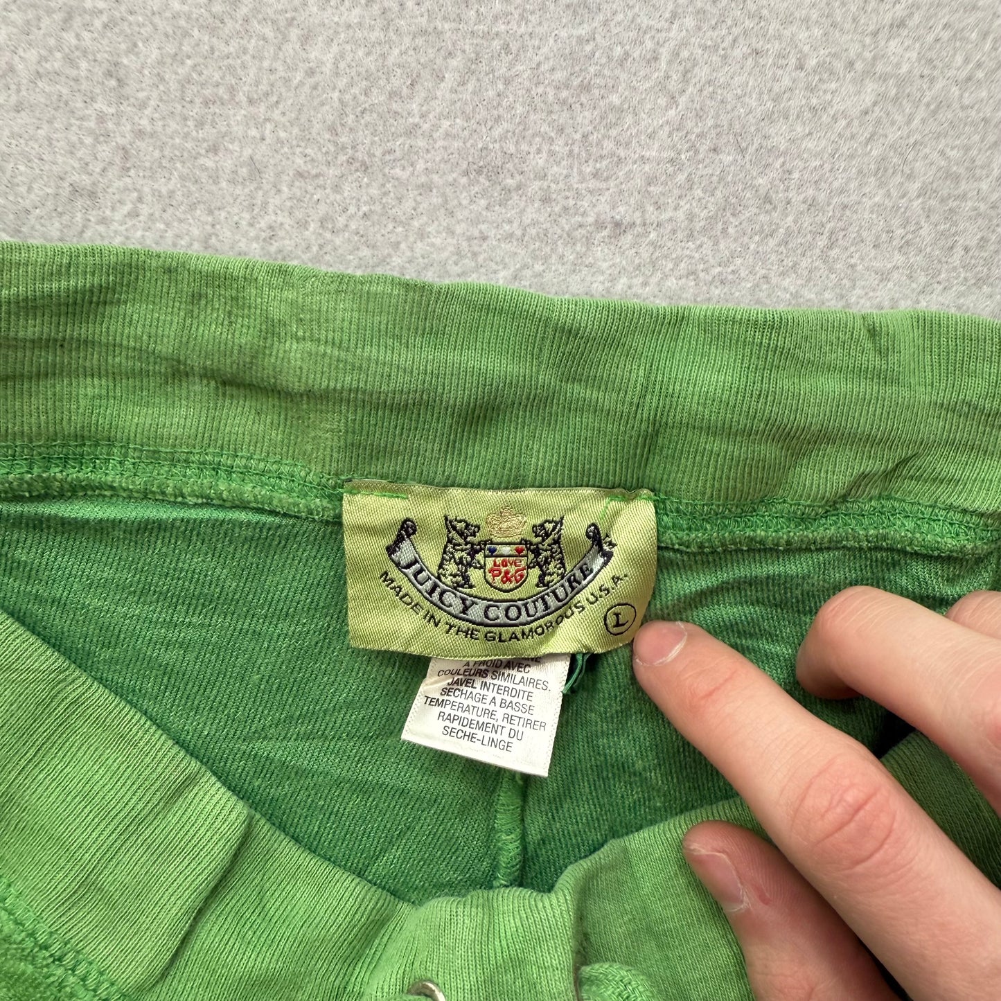 2003 Vintage Juicy Couture Women's Green Terrycloth Wide Leg Track Pant Size L