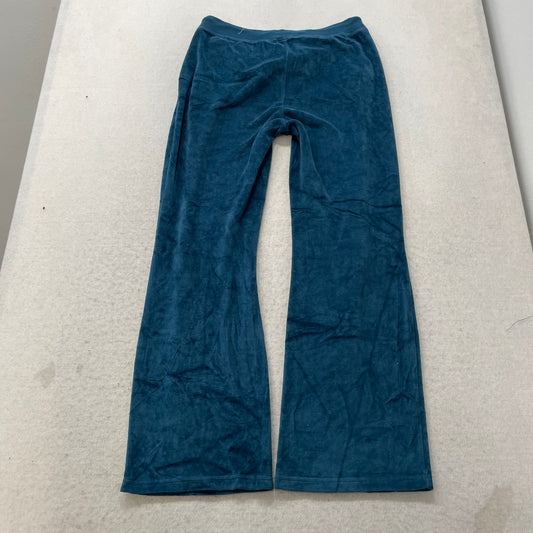 Juicy Couture Women's Teal Velour Flare Leg Track Pant Drawstring Pockets Size M