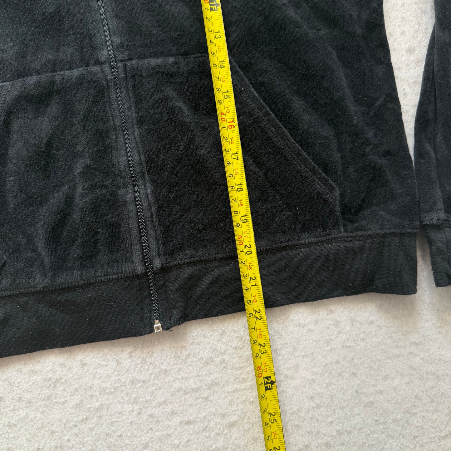Vintage Juicy Couture Womens Black Velour Zip-Up Hoodie Butterfly Graphic Size L