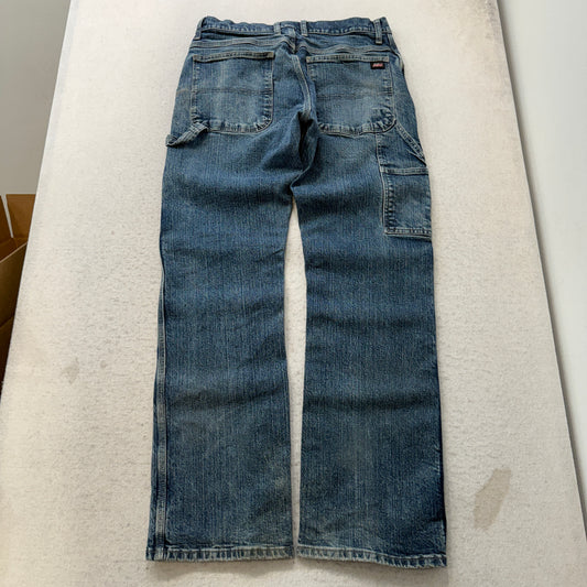 Genuine Dickies Men's Blue Straight Fit Carpenter Denim Jeans Pockets Size 32x32