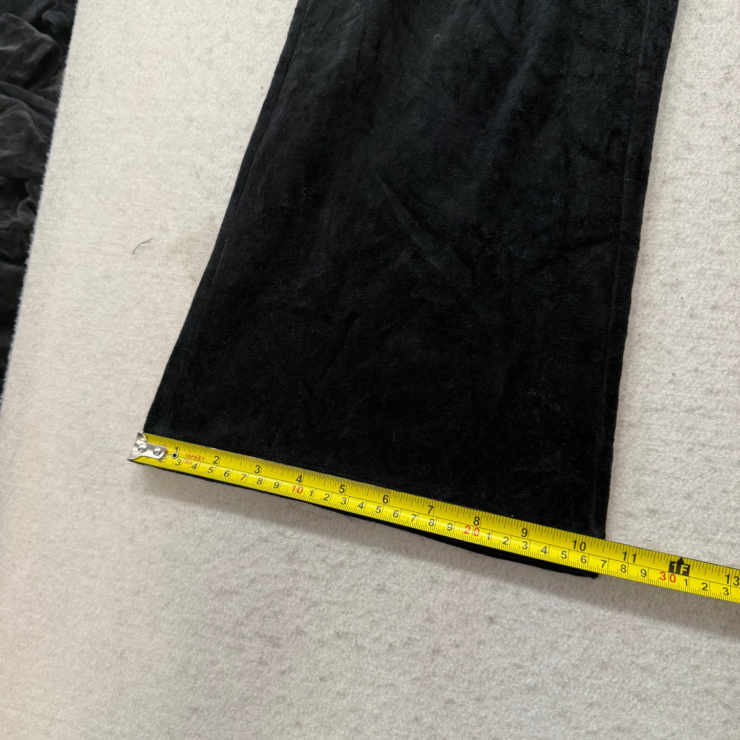Juicy Couture Women's Black Velour Flared Track Pants Back Snap Pockets Size L
