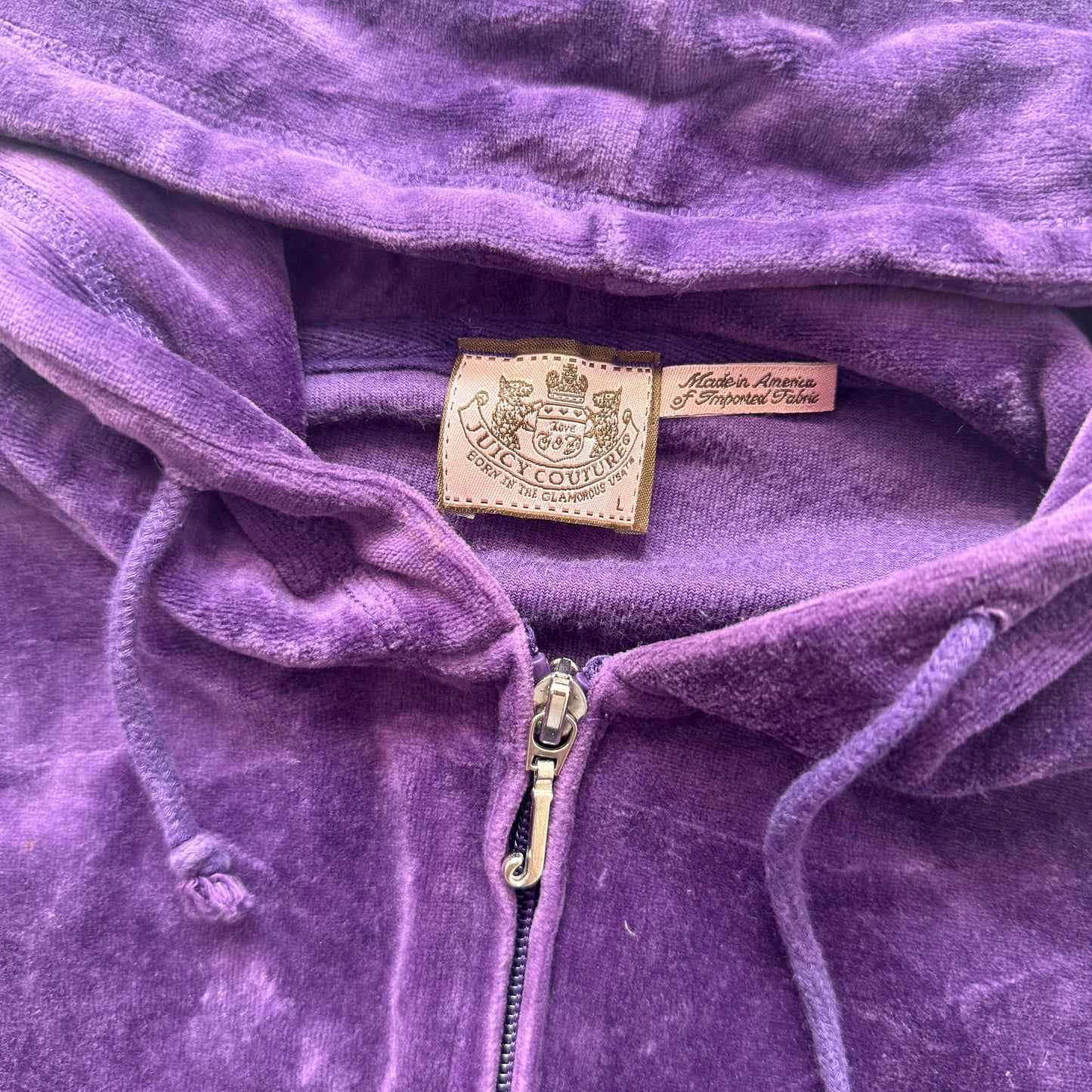 Vintage Juicy Couture Women Deep Purple Velour Hoodie & Flared Pant Y2k Size L/S